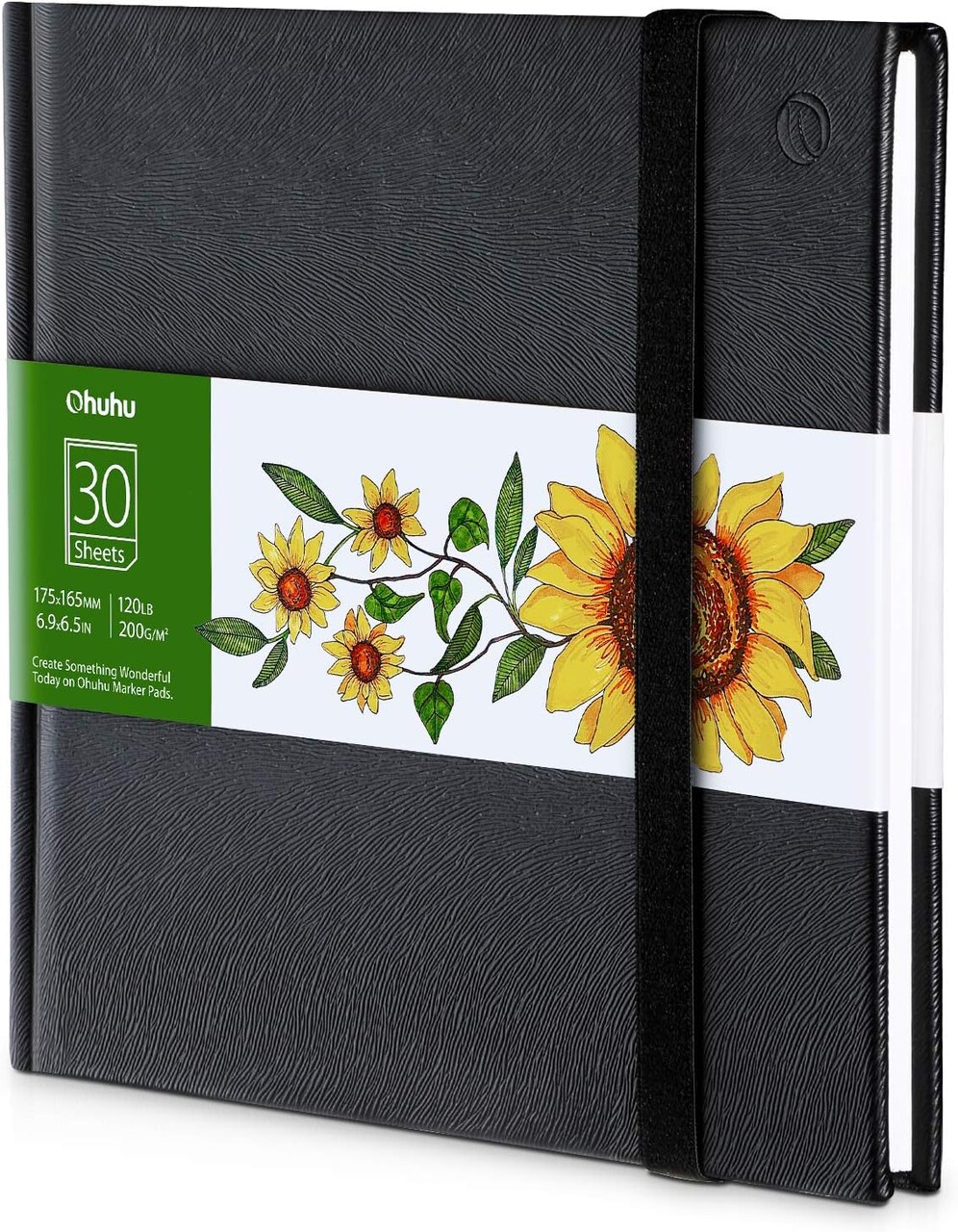 Marker Pads Art Sketchbook, Ohuhu 6.9"x6.5" Mini Square Size, 120LB/200GSM Heavy Smooth Drawing Papers, 30 Sheets/60 Pages, Hardcover Sketch Book, for Alcohol Marker Christmas Gift